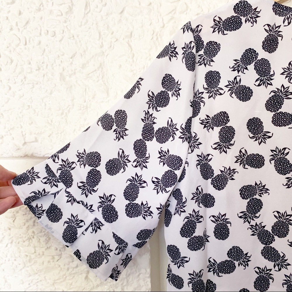 Nine West Pineapple Print Ruffle Sleeve Tee - Picture 5 of 5